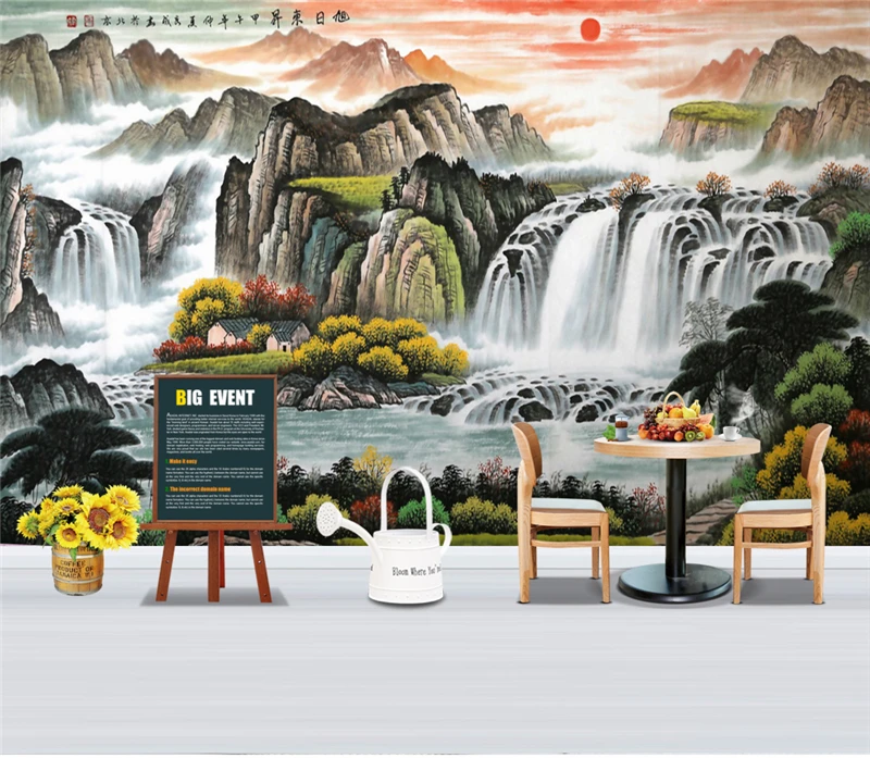 

Custom Photo Wallpaper Rising Sun Cornucopia Landscape TV Background Wall Decoration Mural Wallpaper