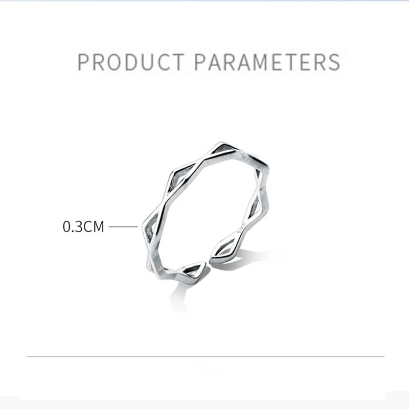 Чистое 925 пробы Серебряное кольцо, модное простое волнистое кольцо, тонкое геометрическое кольцо на палец для женщин, ювелирное изделие, не вызывает аллергии