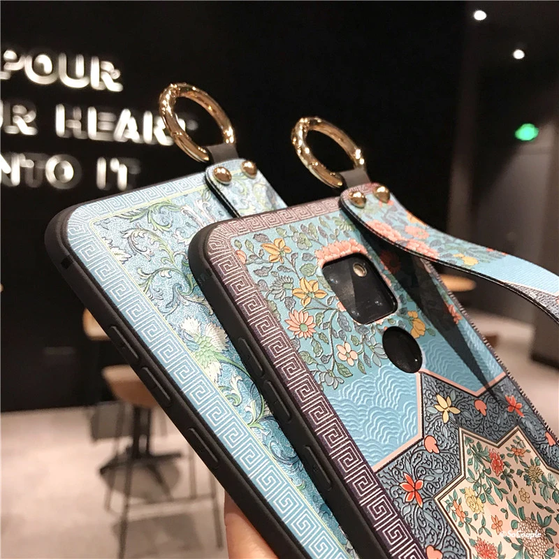 SoCouple Wrist Strap Soft TPU Phone Case For Huawei P20 Pro Lite For Mate 10 20 Pro P10 plus Nova 3 3i 2s Flower embroidery Case (5)