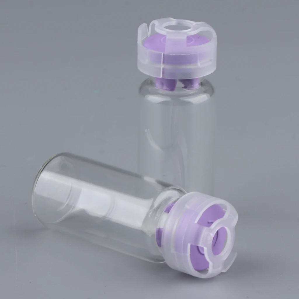 20Pcs 10ml Empty Sterile Glass Sealed Serum Vials Bottles Liquid Containers Transparent Body - 6 Colors Optional