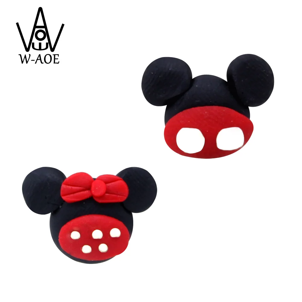 

2017 New Design Fashion Cartoon Cute Mouse Stud Earrings For Women Girl 100% Handmade Polymer Clay 3d Animal Earrings Best Gift