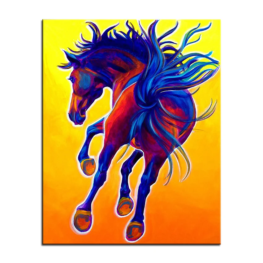 Большой размер картина маслом настенная живопись лошадь kick up Home Декоративная