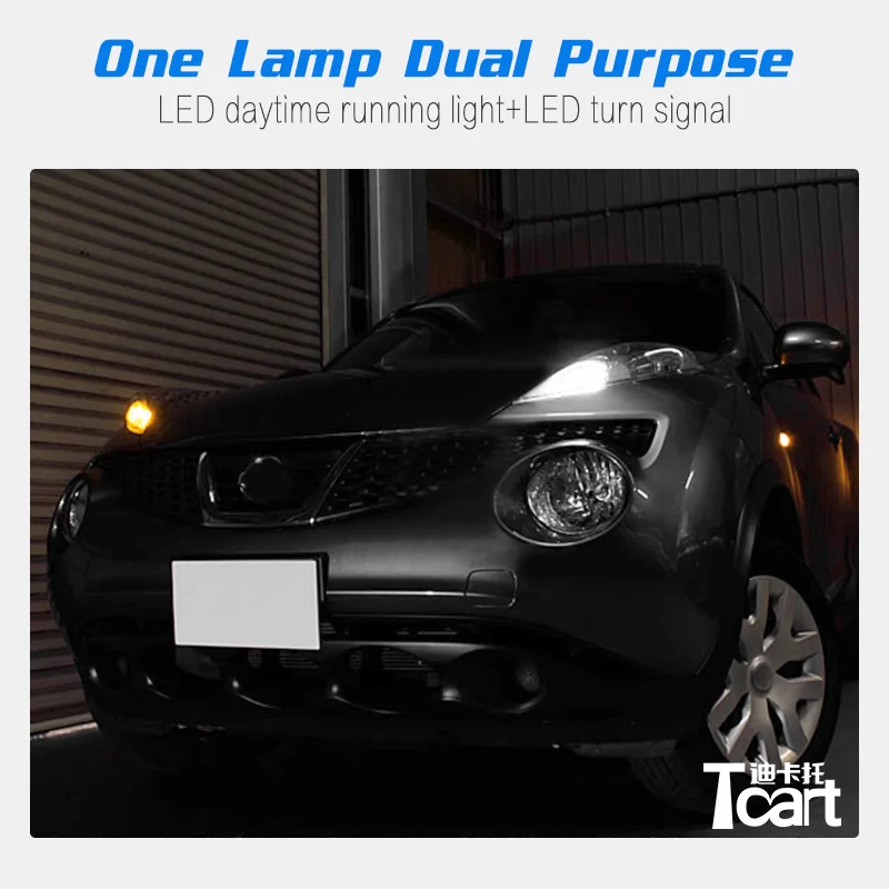 

Tcart 1Set Car LED DRL Daytime Running Lights 1156 PY21W Yellow Turn Signal Auto All In One For Nissan Juke F15 2011 2013 2015