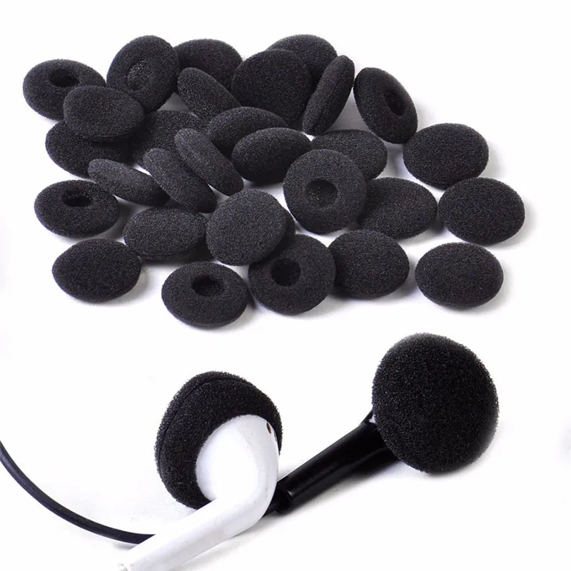 30Pcs Sponge Covers Tips Black Soft Foam Earbud Headphone Ear Pads