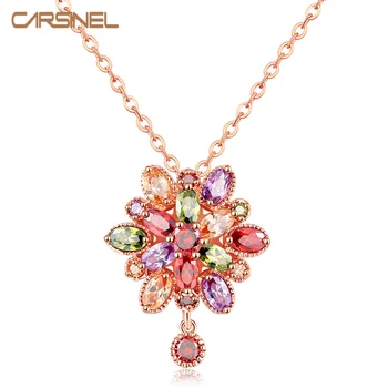 

Fashion Women Genuine AAA Cubic Zirconia Stone Wedding Necklace Rose Gold-color Christmas Gifts Jewelry Wholesale Accessories