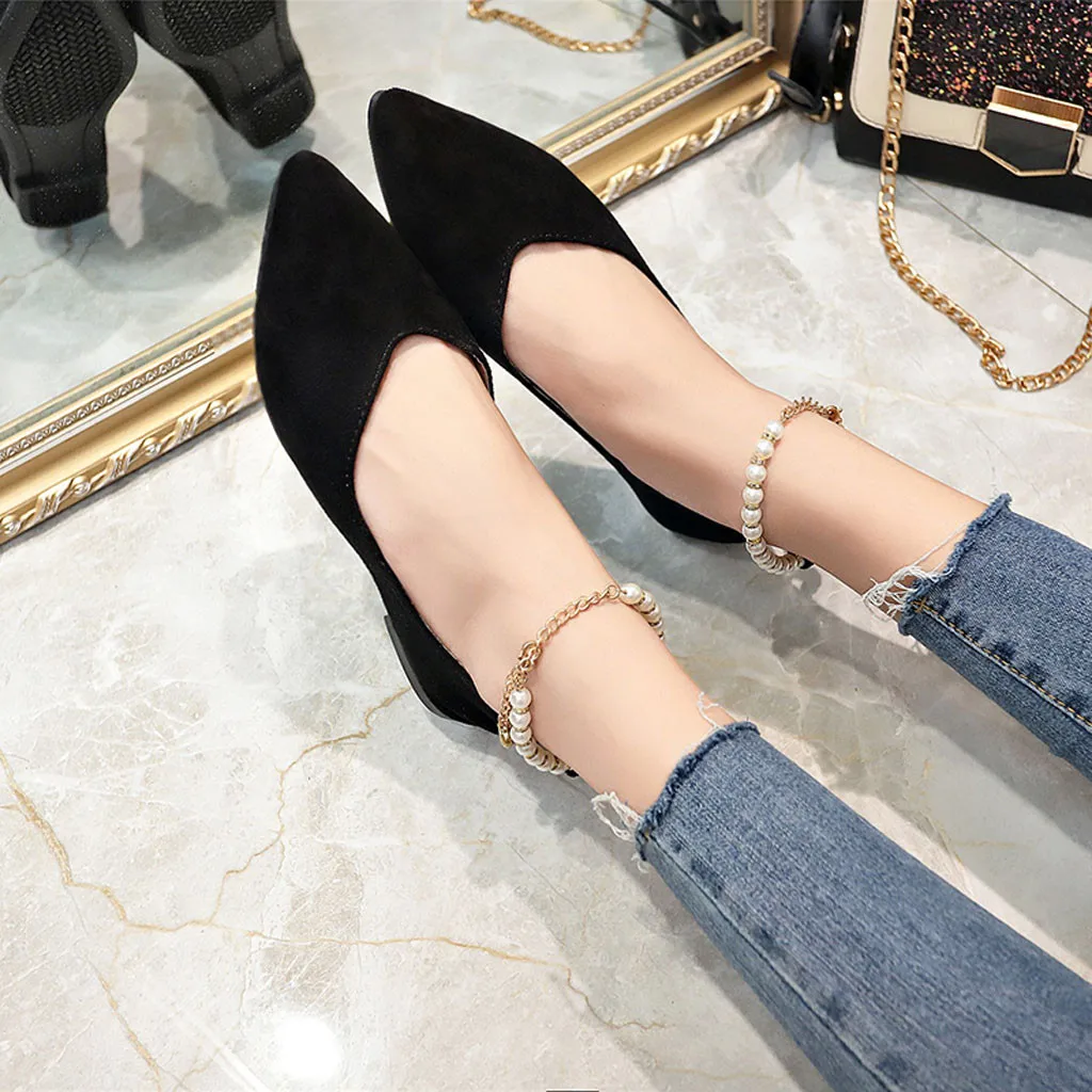 

YOUYEDIAN 2019 Spring Ladies Flat Shoes Pearls String Bead Casual Women Shoes Female Flat Boat Shoes Chaussures Femme