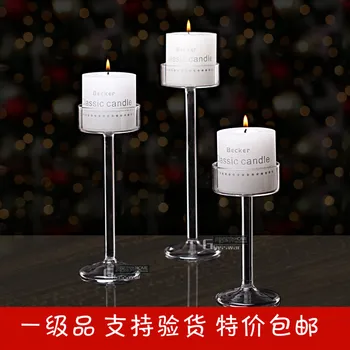 

European style romantic candlelight dinner, candle cup, wedding model room, hotel restaurant, high pin candlestick