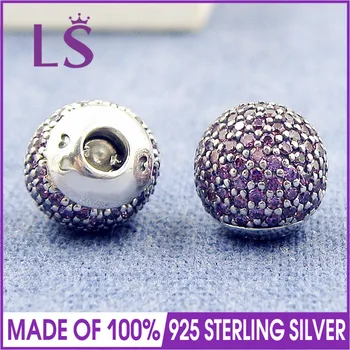 

LS High Quality 100% 925 Sterling Silver Purple Pave Open Bangle Caps.100% Fine Jewelry N
