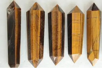 

5pcs natural Tiger eye quartz crystal point wand free-shipping (7-9)cm
