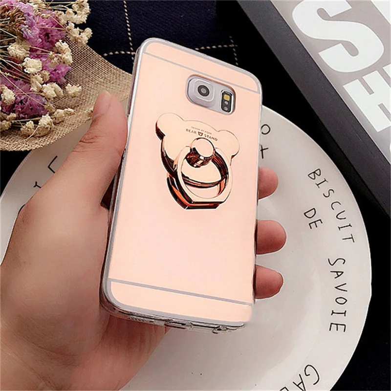 Small Bear Finger Ring Holder Case For Samsung S20 Ultra S10 S10E S9 S8 Plus S7 S6 Edge Note 10 9 8 Mirror Coque |