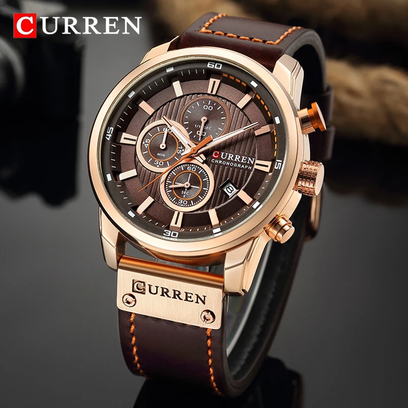  Top Brand Curren Men Watch with Chronograph Sport Waterproof Clock Mens Watches Military Luxury Men