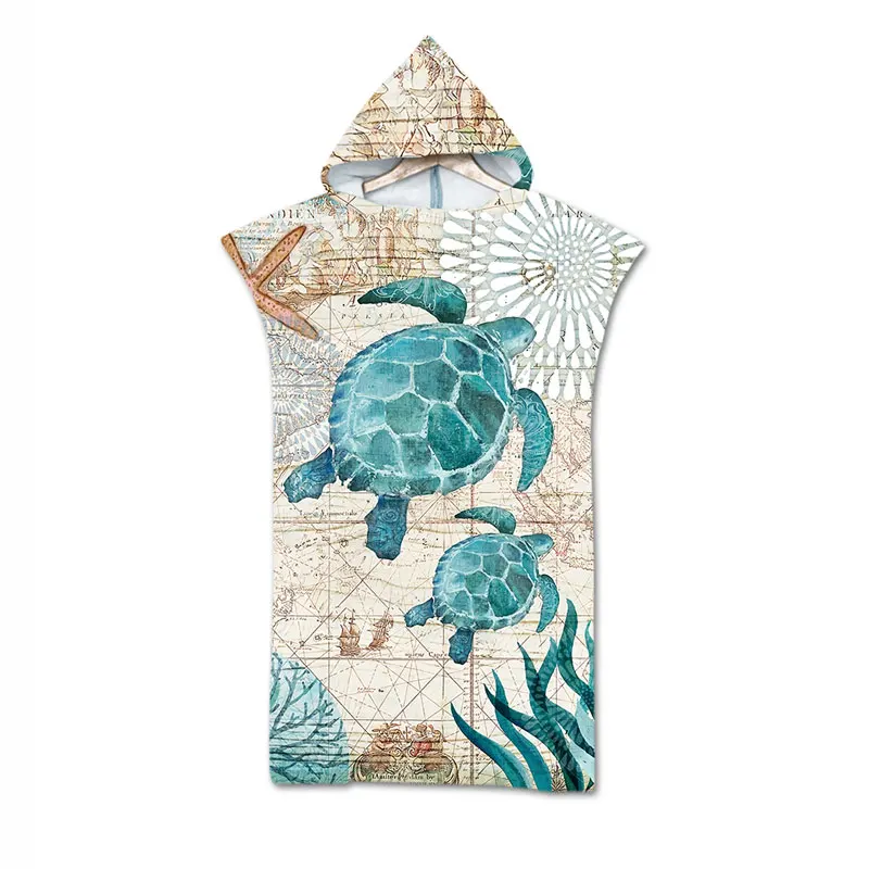 

Sea World Hooded Beach Towels Turtle print Microfiber Swimming Shower Towel Adult Bath Towel Bathroom Towel for Man Woman