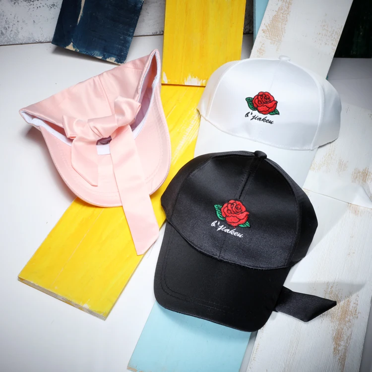 Buy Women Rose Embroidery Baseball Caps Ladies Bow
