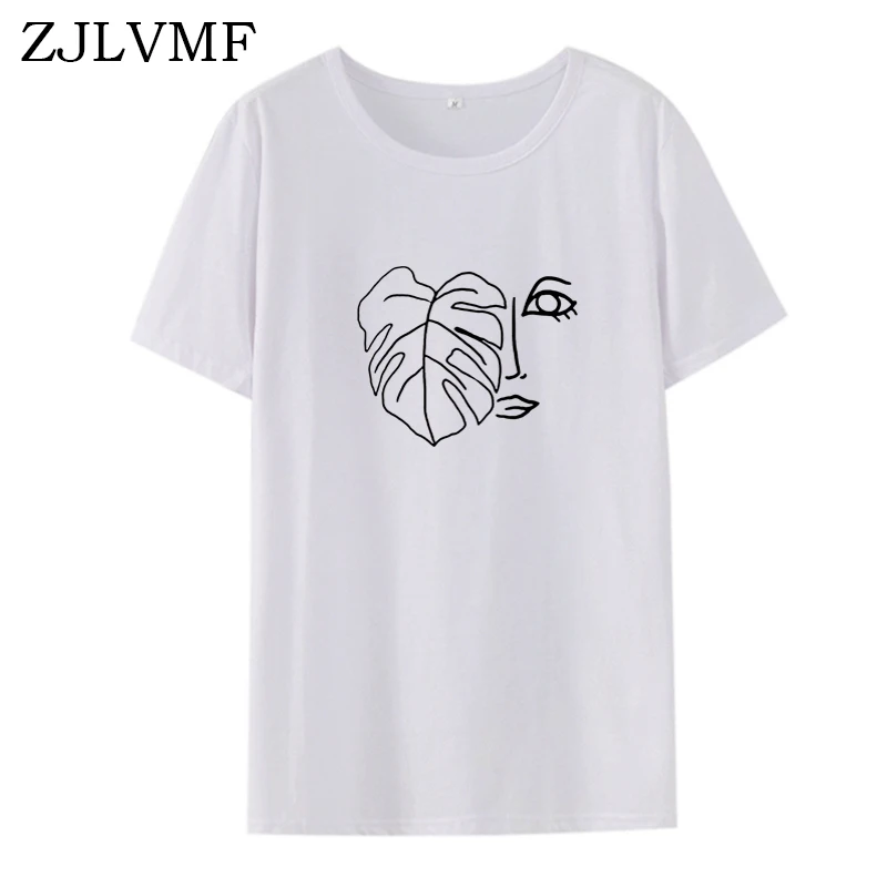 Zjlvmf Минималистичная Monstera Футболка женская Повседневная корейская мода