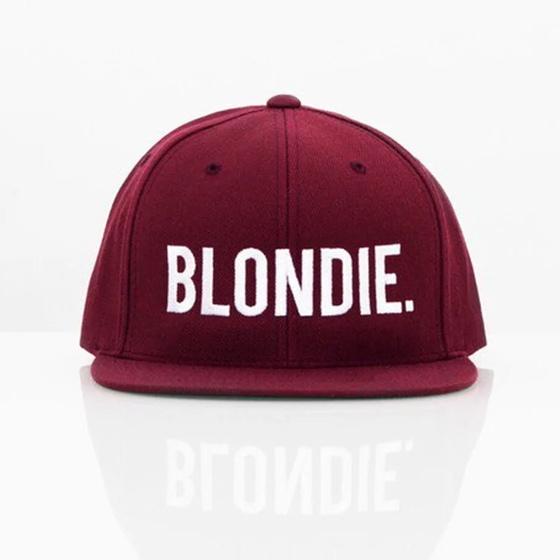 BLONDIE домовой вышивка Snapback Шапки подруга Для женщин Подарки для нее бордовый Бейсбол шапки хип-хоп Регулируемый Gorras - Цвет: blondie