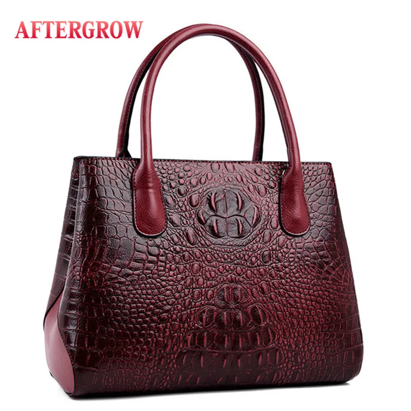 

Croco Pattern Female Handbag Women Shoulder Bag O V Genuine Cow Leather Crossbody Bags for Ladies Crocodile Totes Bag Sac A Main