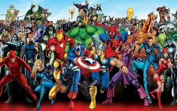 

Comics Bullseye Marvel Avengers Iron Man Hulk Super Hero Captain America background Computer print party photo backdrop