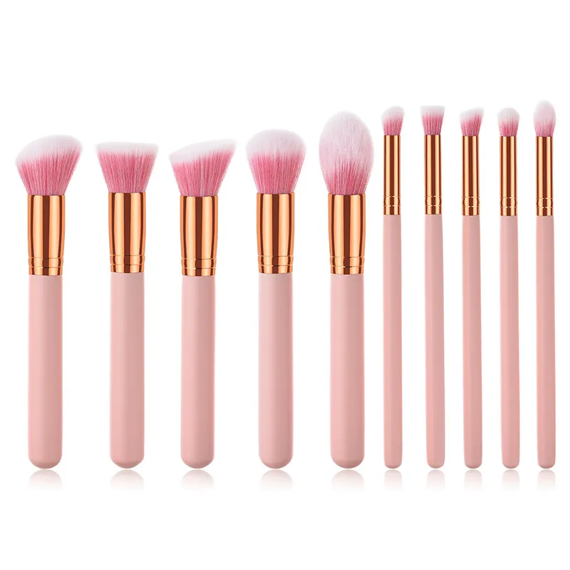 

Professional 10pcs Pink Makeup Brushes Set Pincel Maquiagem Powder Foundation Kabuki Brush Cosmetics Make up Brushes Tool Kit