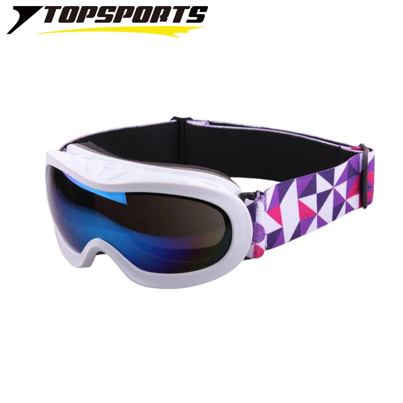 Topsports открытая детская сферические лыжные Googles дети Mountain клубника Сноуборд Спорт лыжах очки Бросился очки - Цвет: Белый