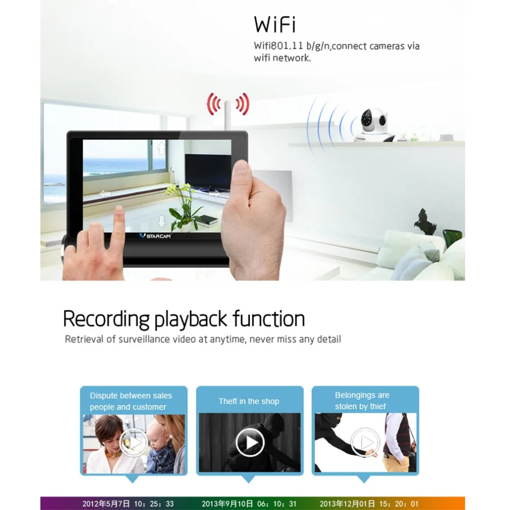 

7 Inch Touch Screen Wireless Smart HD Network Video Server Video Recorder Capacitive Screen Multipurpose Home Security Doorbell