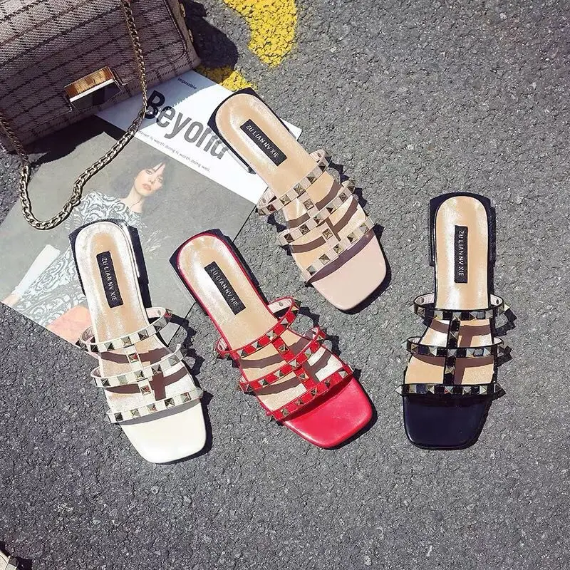 

2019 new designer explosion models top color custom sandals slippers fashion comfortable casual slippers flat candy color women'