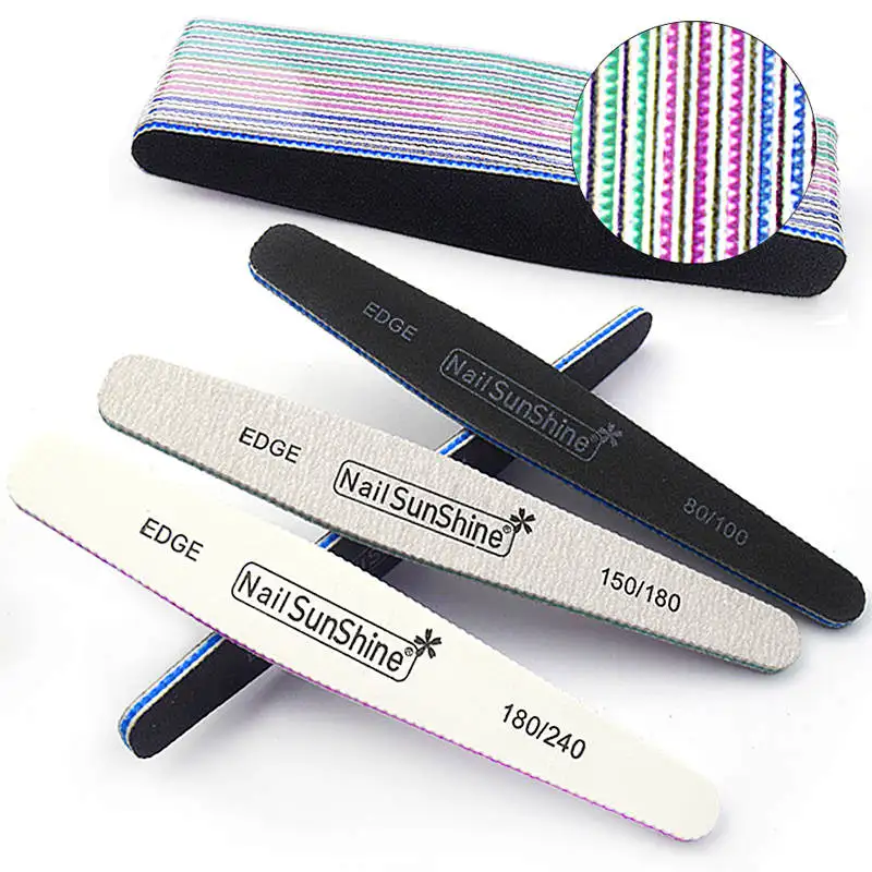 3pcs/lot Mix Size Professional Nail File Lime Art Tips Manicure Diamond Nagelvijl Unha Tools Sanding Polish 80/100/150/180/240 - Color: Mix 3pcs