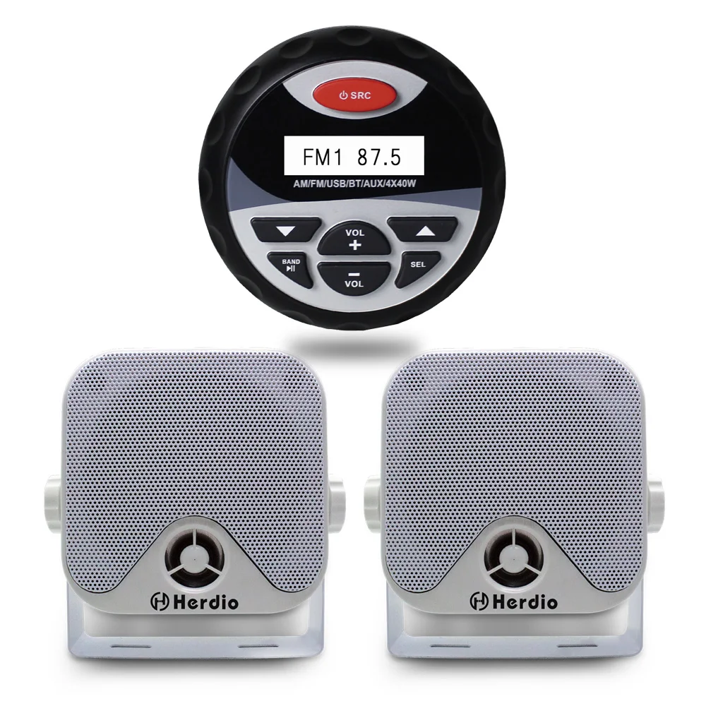 Herdio морской посылка Bluetooth аудио лодка AM FM радио мотоцикл USB MP3 4*40 Вт Aux In 4 "Морской