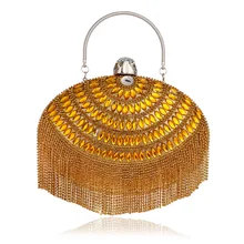 2016 new Korean exquisite handbag oval fringed crystal evening bags messenger star banquet dinner bag handbags purses
