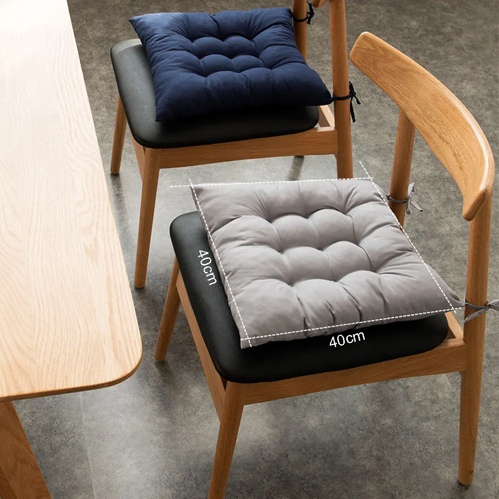 

40cmx40cm Tie On Chair Seat Pads With Cord For Patio Home Car Sofa Office Decoration Square Solid Seat Cushion