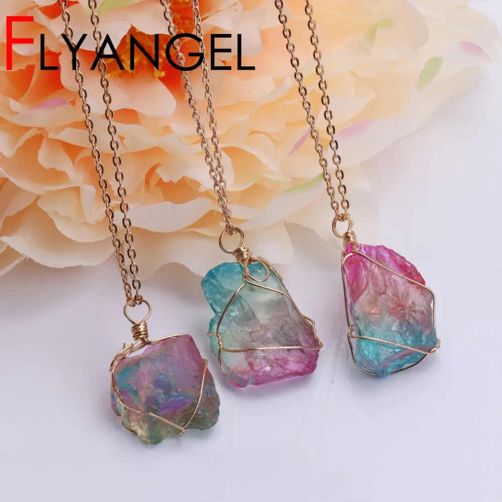 

Beautiful Colored Stone Pendant Necklace Chic Natural Stone Jewerly Woman Man High Quality Gift Simple And Delicate Accessories