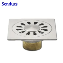 Free shipping Suqare SUS 304 stainless steel floor drain with stainless steel drainer of 10*10cm balcony floor drains