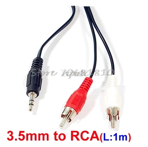 

1M 3.5mm Jack To 2 RCA Audio Adapter Cable for Ipod MP3 Z07 Drop ship