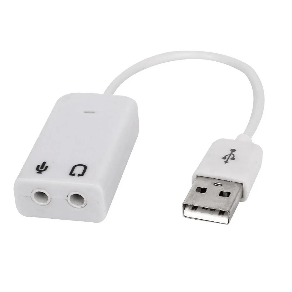 

USB 2.0 Virtual 7.1 Channel Audio Xear 3D Sound Card for Desktop notebook PC with a USB port White