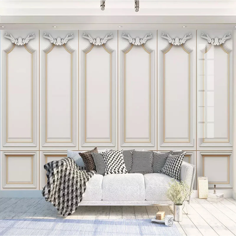 Пользовательские 3D Настенные обои Европейский стиль гостиная спальня ТВ фон стены украшения дома белая штукатурка фото обои