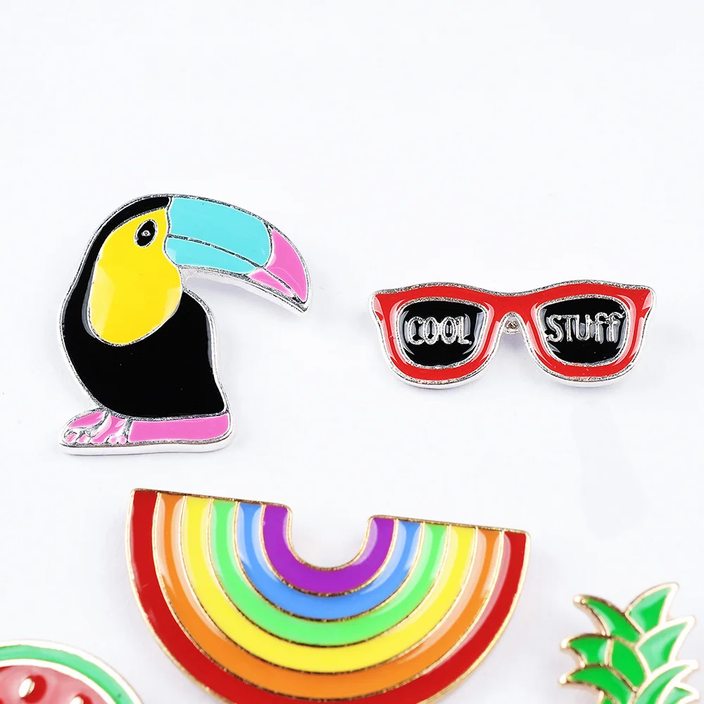 ananas toucan Ananas Lot de 5 broches /à /épingle en m/étal arc-en-ciel et past/èque motifs lunettes de soleil