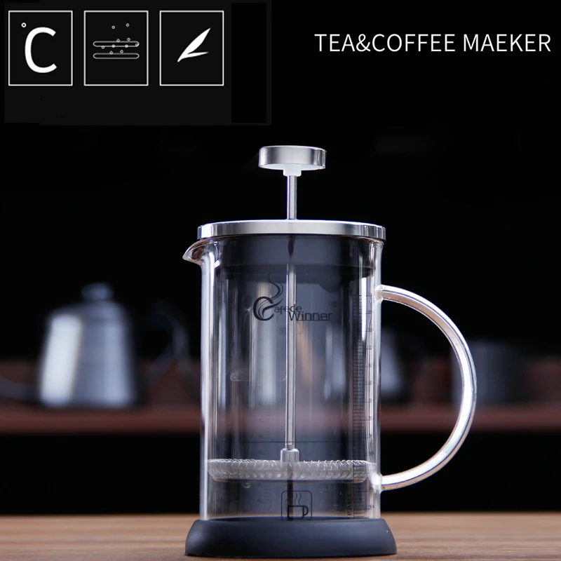 2018 French Presses Kettle Bottle Flask Glass Filter Cafe Pot Coffee