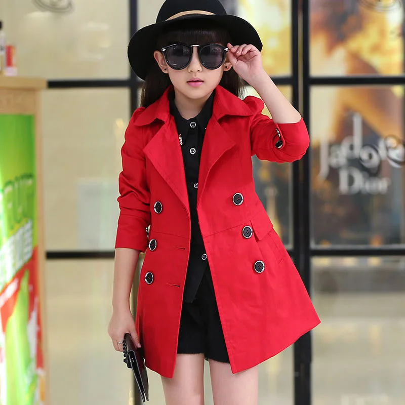 

Gacket children's clothing big kids spring & autumn child medium-long 2018 double breasted baby outerwear girl trench coat F50