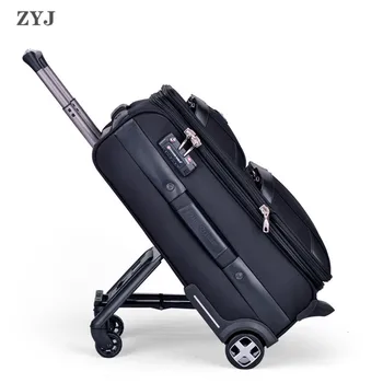 

ZYJ Business Travel Rolling Luggages Soft Airplane Suitcase TSA Lock Clothing Carry On Trolley Fabric Luggage 20 24 Inches