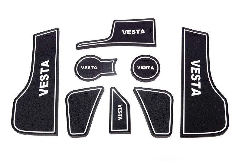 8, 11 и 16 частей в комплекте противоскользящие коврики для ниш салона в двери подстаканники подлокотник дверцу перчаточного ящика багажник Лада Веста седан универсал св кросс Lada Vesta Sport Sedan SW Cross