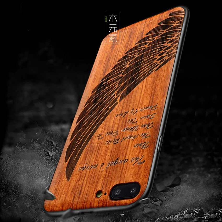 

2019 New For iPhone 8 Case iPhone 8 Plus Slim Wood Back Cover TPU Bumper Case For iPhone 7 Phone Cases 7 Plus