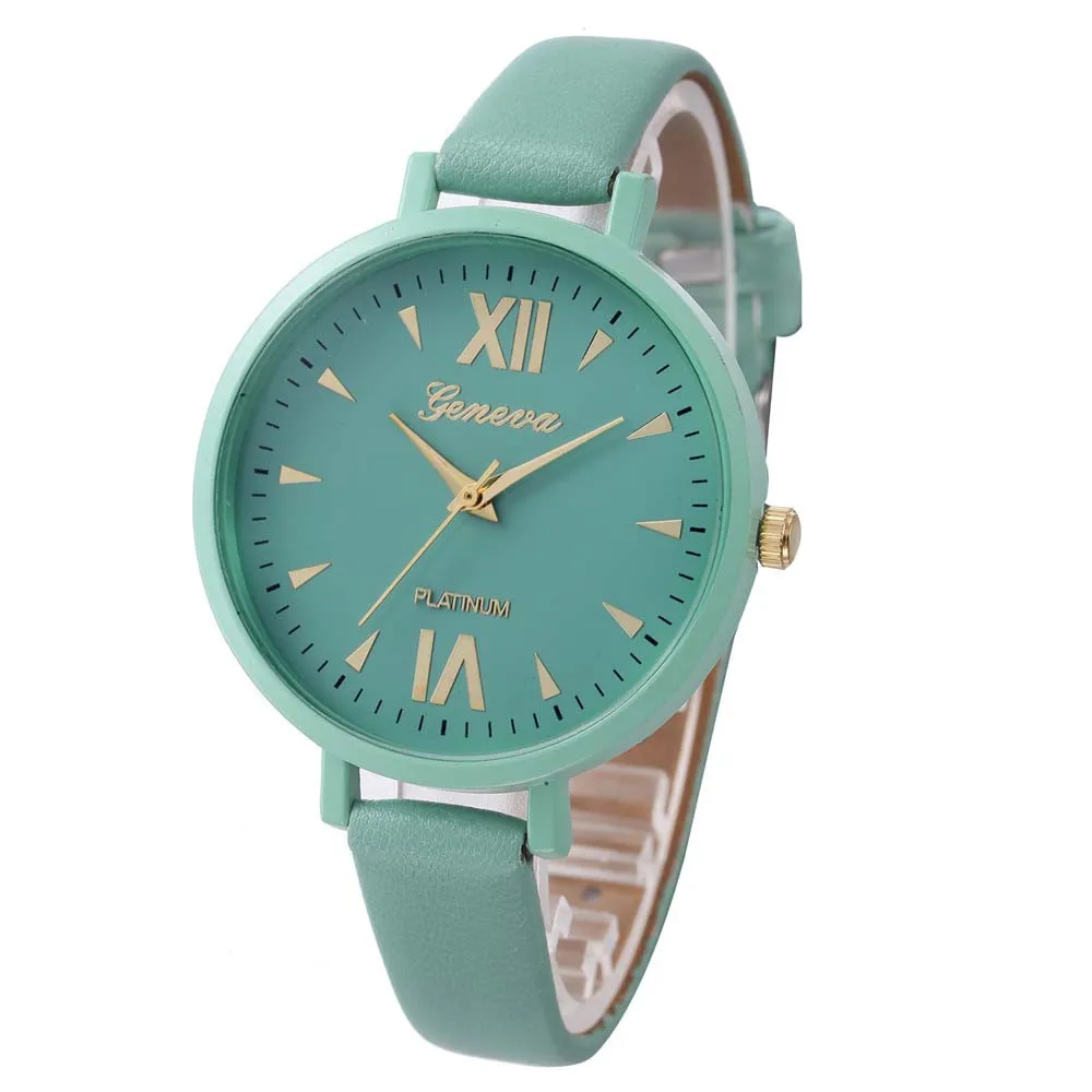 

reloj mujer 2018 Fashion Womens Waches Big Dial PU Leather strap quartz Watch Analog Women Clock Ladies watch Montre Femme 2018