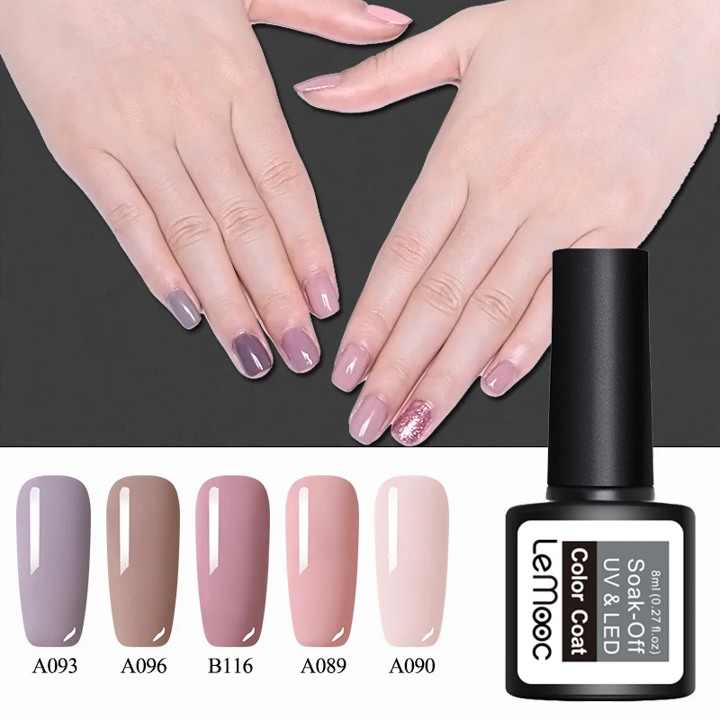 

LEMOOC 8ML UV Gel Nail Polish Nude Gel Semi Permanent Lacquer Nail Art Design Soak Off UV Varnish Nail Gel Polish