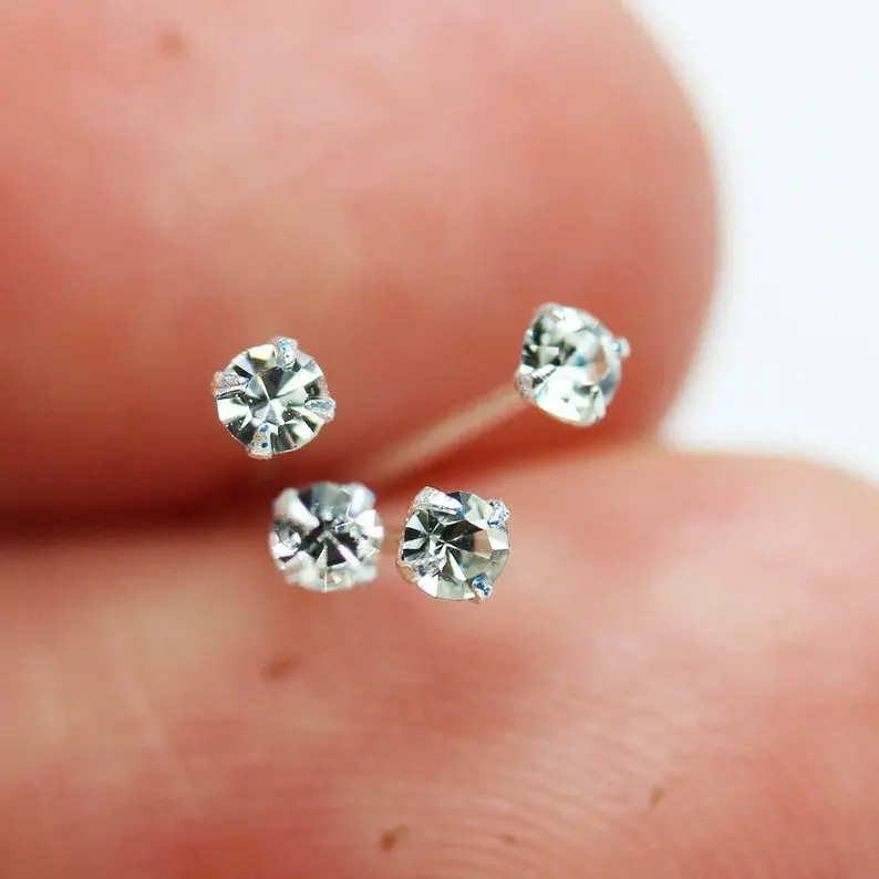 Серебро 925 пробы 2,5 мм Кристалл нос Pin Stud Мужская Индийский украшение для пирсинга носа 20 шт./упак