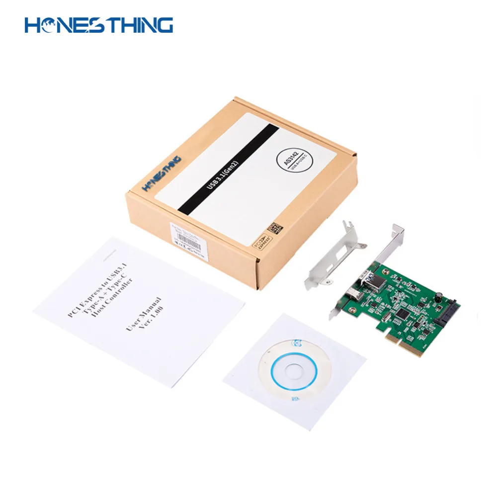 HonesThing PCI Express to USB3.1 USB Type-C USB3.1 Type-A Adapter Host Controller Card up to USB3.1 Gen-II 10Gbps Supper Speed 5