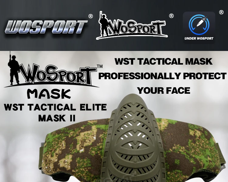 Военная Тактическая Маска WoSporT Elite нейлоновая полумаска для охоты страйкбола
