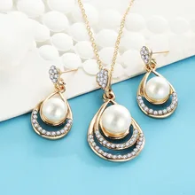 ZA Fashion Simulated Pearl Bridal Jewelry Sets Crystal Oval Necklace and Earring Jewellery Wedding Party Women Bead bijoux femme цена ZA Fashion Simulated Pearl Bridal Jewelry Sets Crystal Oval Necklace and Earring Jewellery Wedding Party Women Bead bijoux femme цены онлайн