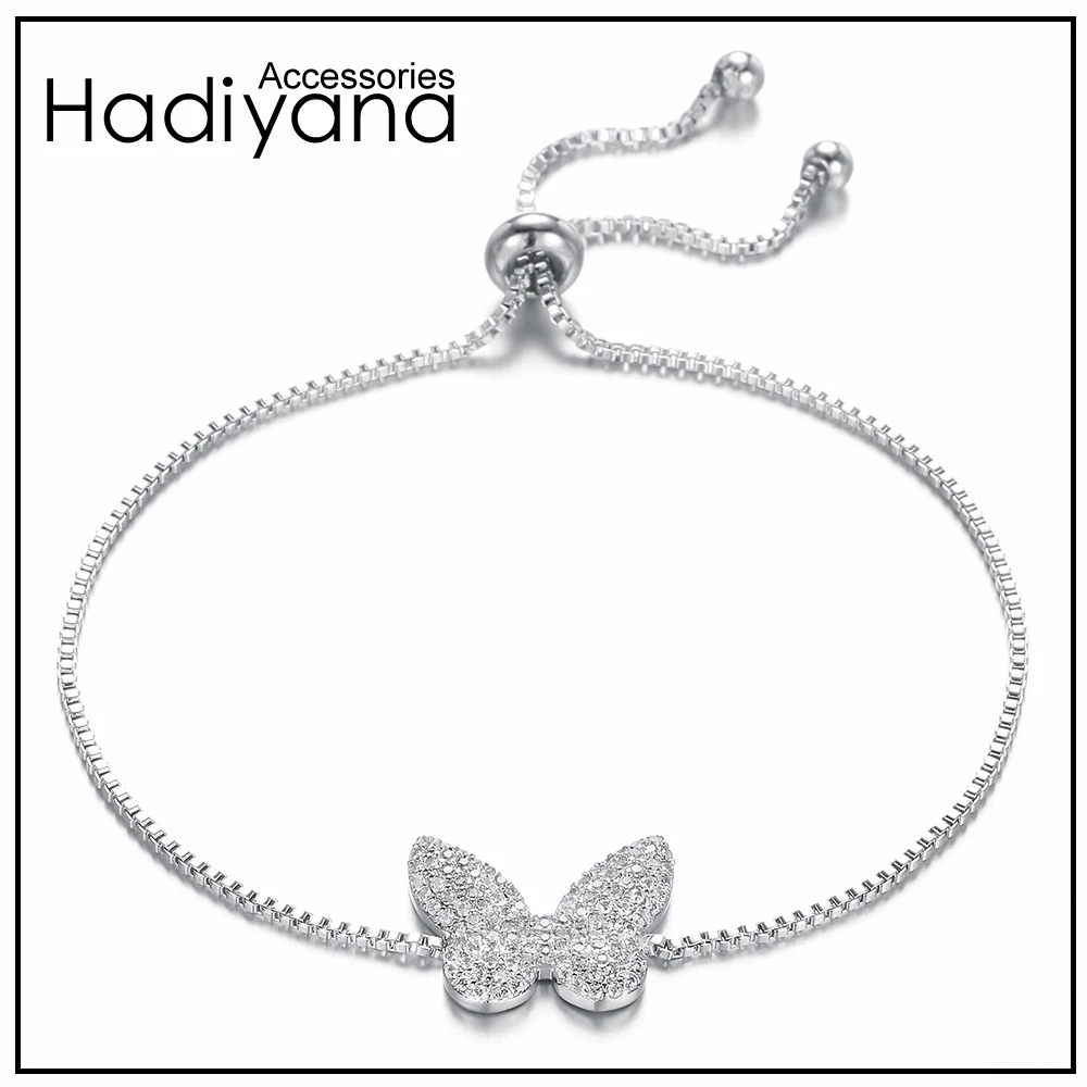 Браслет HADIYANA модные, в форме бабочки дизайн для женщин Простой Шарм роскошный подарок вечерние женские ювелирные изделия SL368