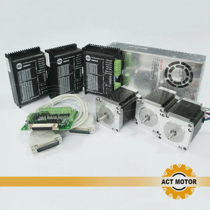 

ACT Motor 3Axis Nema23 Stepper Motor 23HS8630B Dual Shaft 6-Lead 270oz 76mm 3A+3PCS Driver DM542 4.2A 50V+Power US UK DE Free