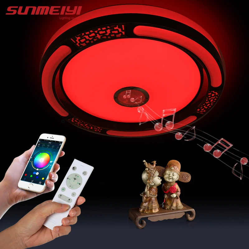 

Vintage LED Ceiling Lights Chinese Style Bluetooth Music Light For Dining room Kitchen Living room RGB+APP Control Ceiling Lamp