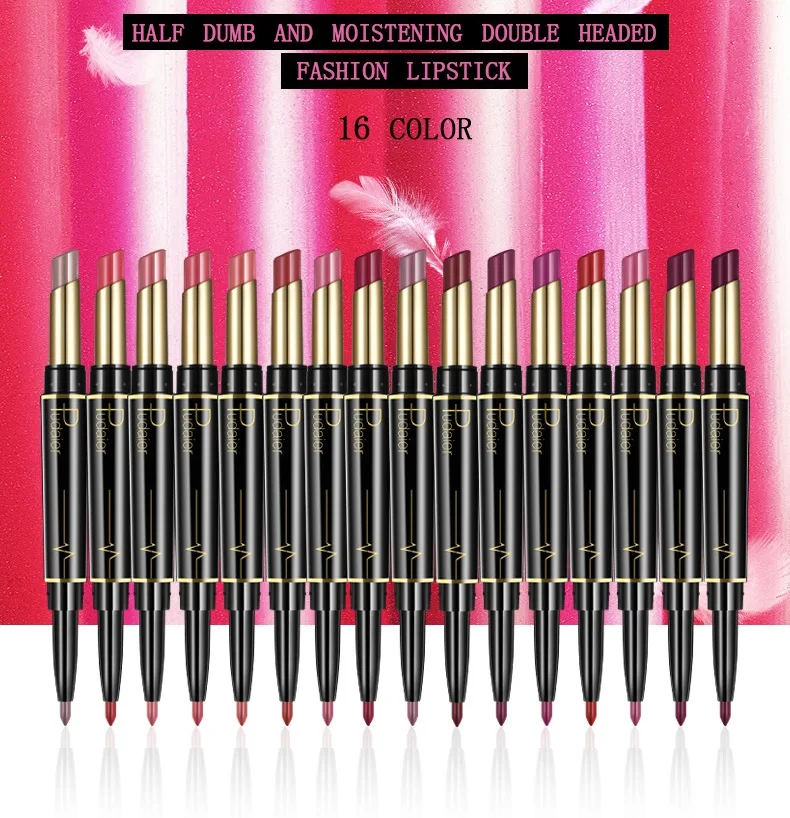

Pudaier Brand Matte Lipstick Wateproof Double Ended Long Lasting Lipstick Cosmetics Nude Red Lips liner Pencil